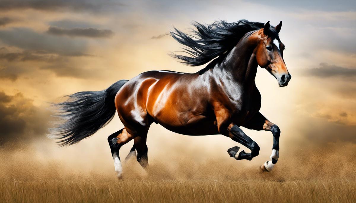 Image of a horse running in a field, representing the freedom and power associated with the horse totem.