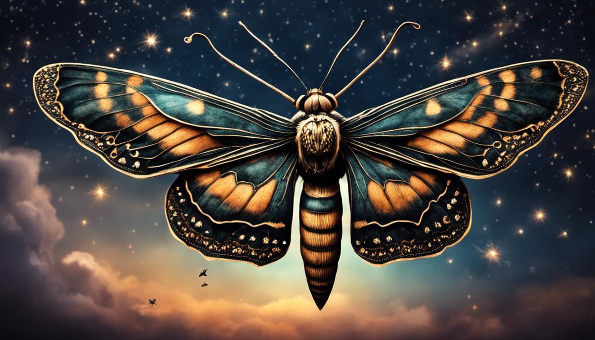 An image of moths flying in the night sky, symbolizing the spiritual meaning of moths in dreams.