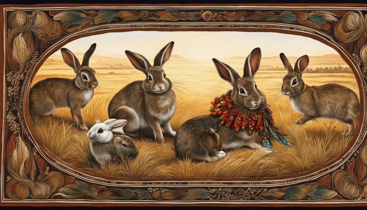 Image depicting rabbits in Native American culture, symbolizing fertility, abundance, and transformation.